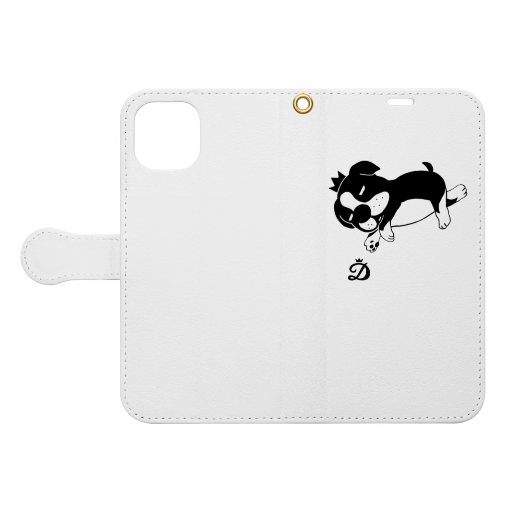 DENANのゴロゴロする犬 Book-Style Smartphone Case:Opened (outside)