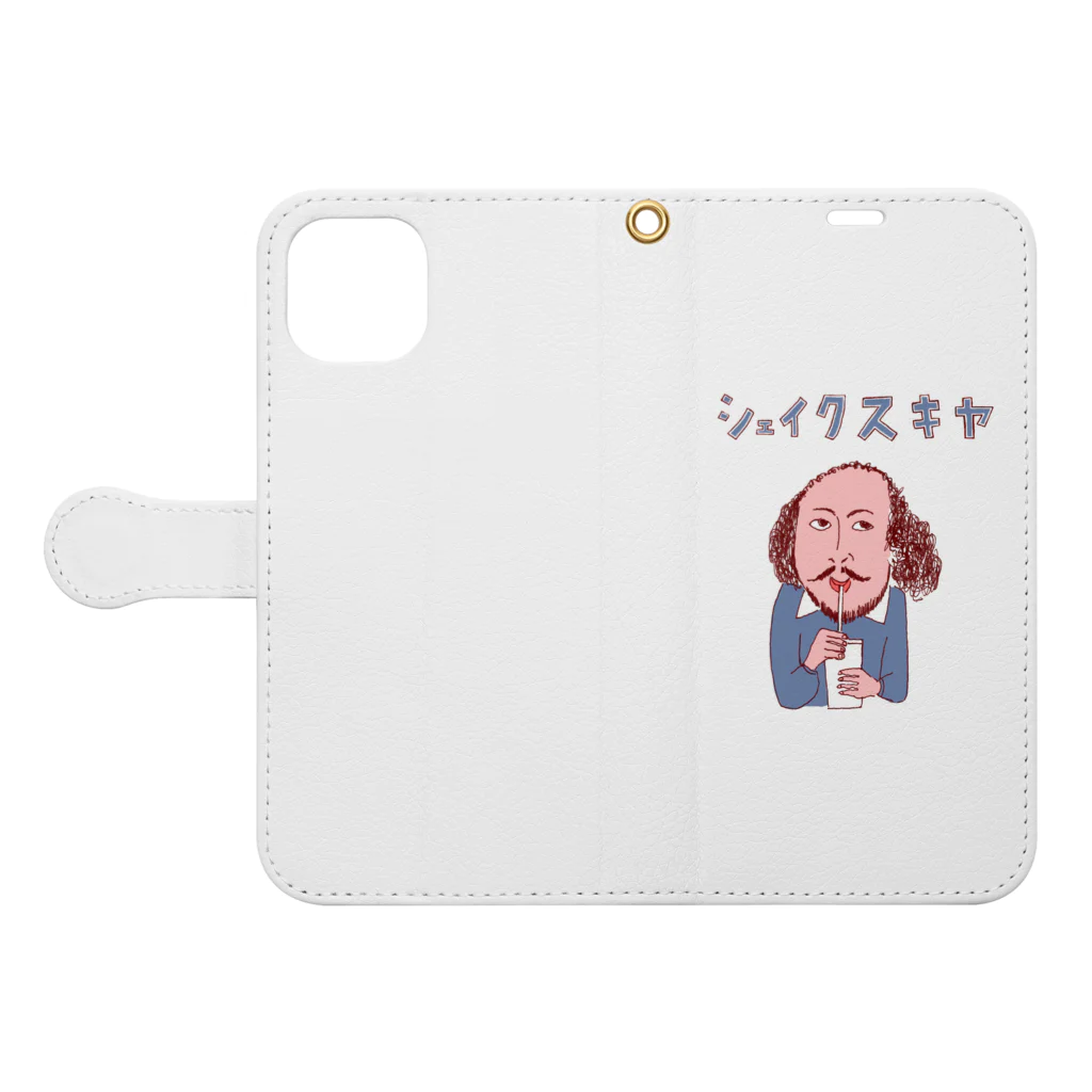 NIKORASU GOのユーモア歴史ダジャレ「シェイクスキヤ」 Book-Style Smartphone Case:Opened (outside)