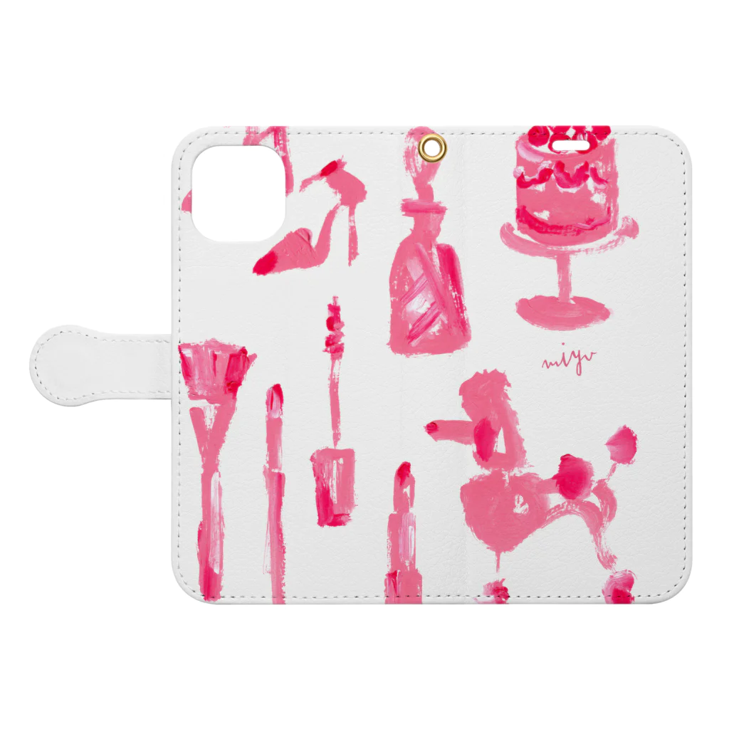 miyuki ohashi goods shopのPINK LOVER Book-Style Smartphone Case:Opened (outside)