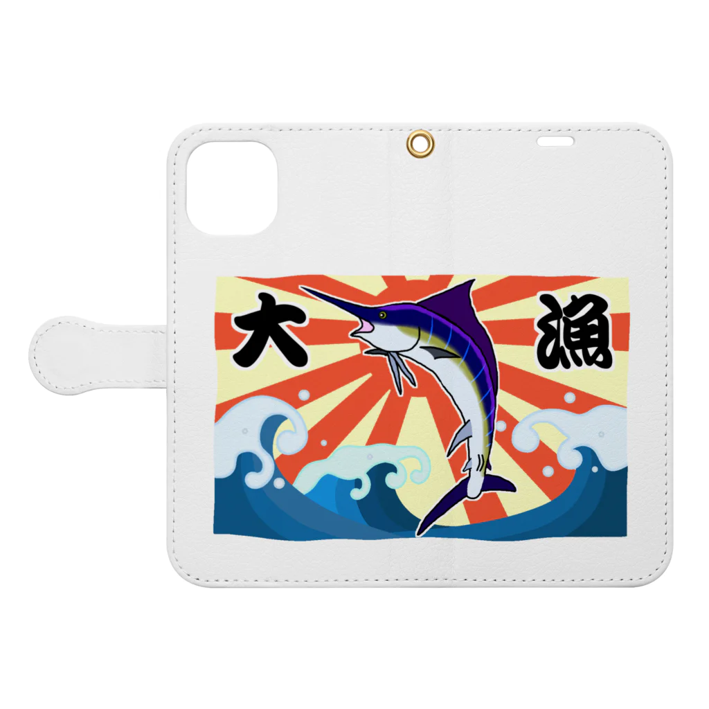 脂身通信Ｚの【背面プリント】大漁旗♪カジキ♪220829 Book-Style Smartphone Case:Opened (outside)