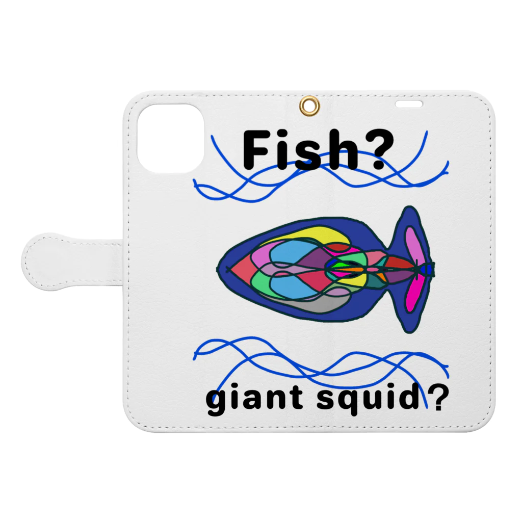 Future Starry Skyのfish?giant squid? 手帳型スマホケースを開いた場合(外側)