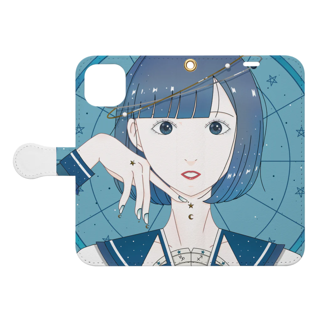 ブルーベリーチョコの惑星ガール Book-Style Smartphone Case:Opened (outside)