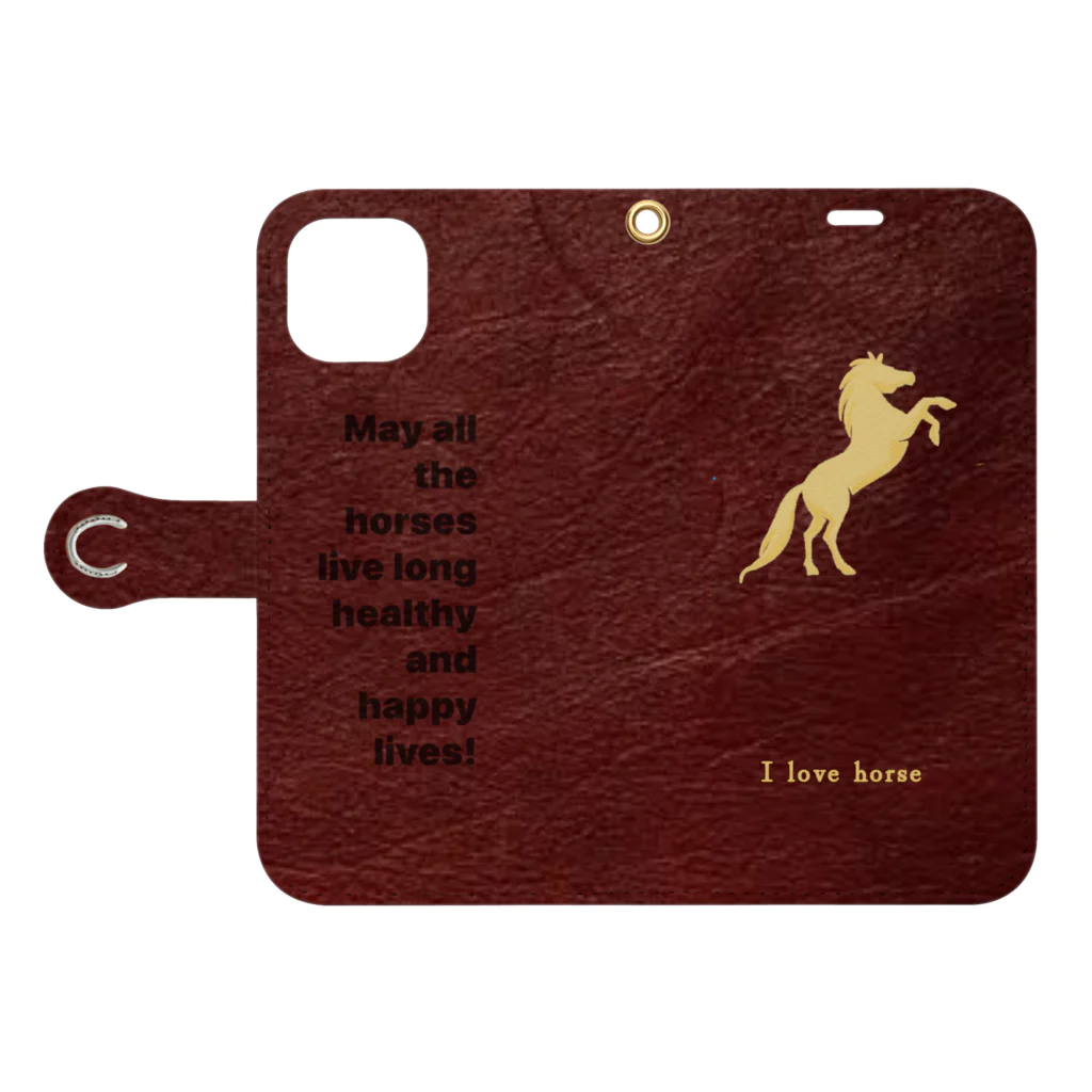Blue Iris ﾌﾞﾙｰｱｲﾘｽのI love horse Book-Style Smartphone Case:Opened (outside)