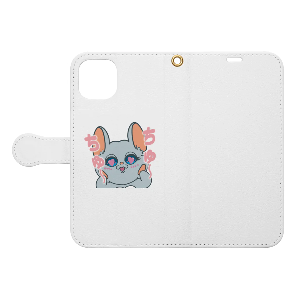 Chinchilla’ｓ（ちんちら～ず）のちゅ～ちゅ～マーニー Book-Style Smartphone Case:Opened (outside)