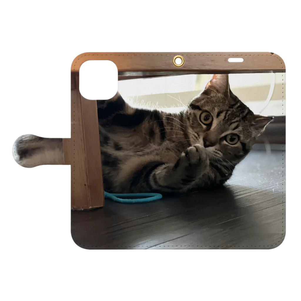 THE TASEKIのねこのニコ　そのに 手帳型スマホケースを開いた場合(外側)