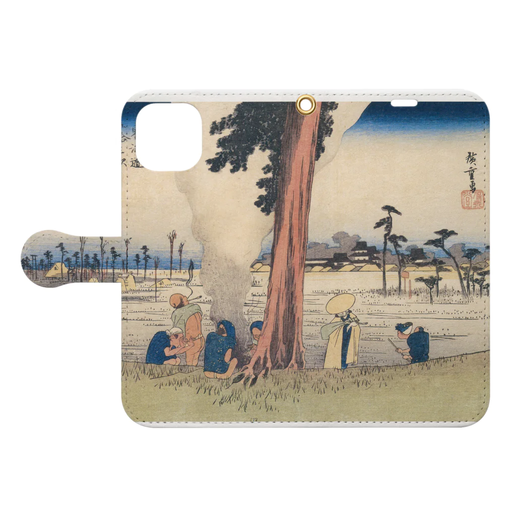 寿めでたや(ukiyoe)の広重_東海道五拾三次　濱松 冬枯ノ図 Book-Style Smartphone Case:Opened (outside)