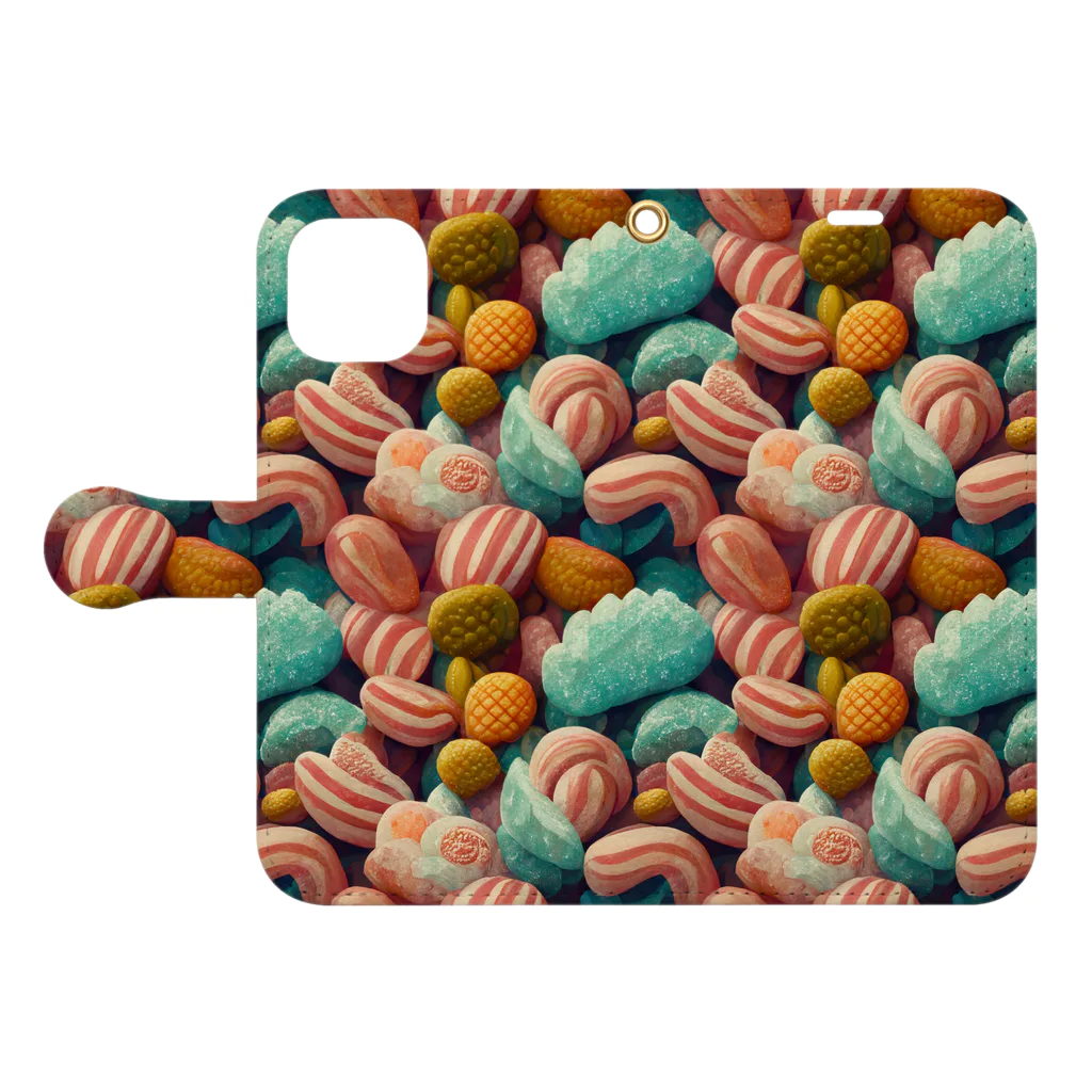 Wearing flashy patterns as if bathing in them!!(クソ派手な柄を浴びるように着る！)のお菓子その2 Book-Style Smartphone Case:Opened (outside)