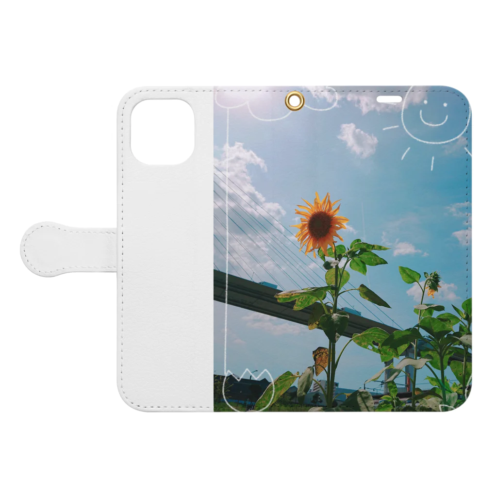 』Always Keep Sunshine in your heart🌻の『太陽🌞と北風』 Book-Style Smartphone Case:Opened (outside)