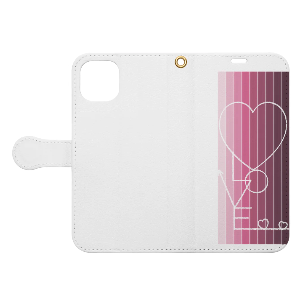 UOU-SAOU-MOETAROUのgradation♡LOVE［pink］ Book-Style Smartphone Case:Opened (outside)