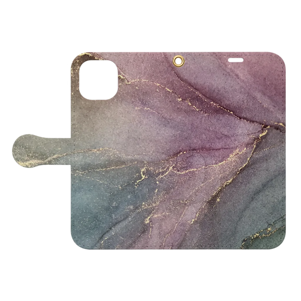 Artirie art studio のaurora  Book-Style Smartphone Case:Opened (outside)