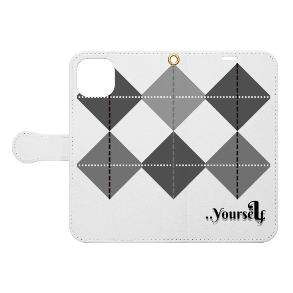 ..yourselfの..Yourself 　◇ｸﾞﾚｰ系 Book-Style Smartphone Case:Opened (outside)