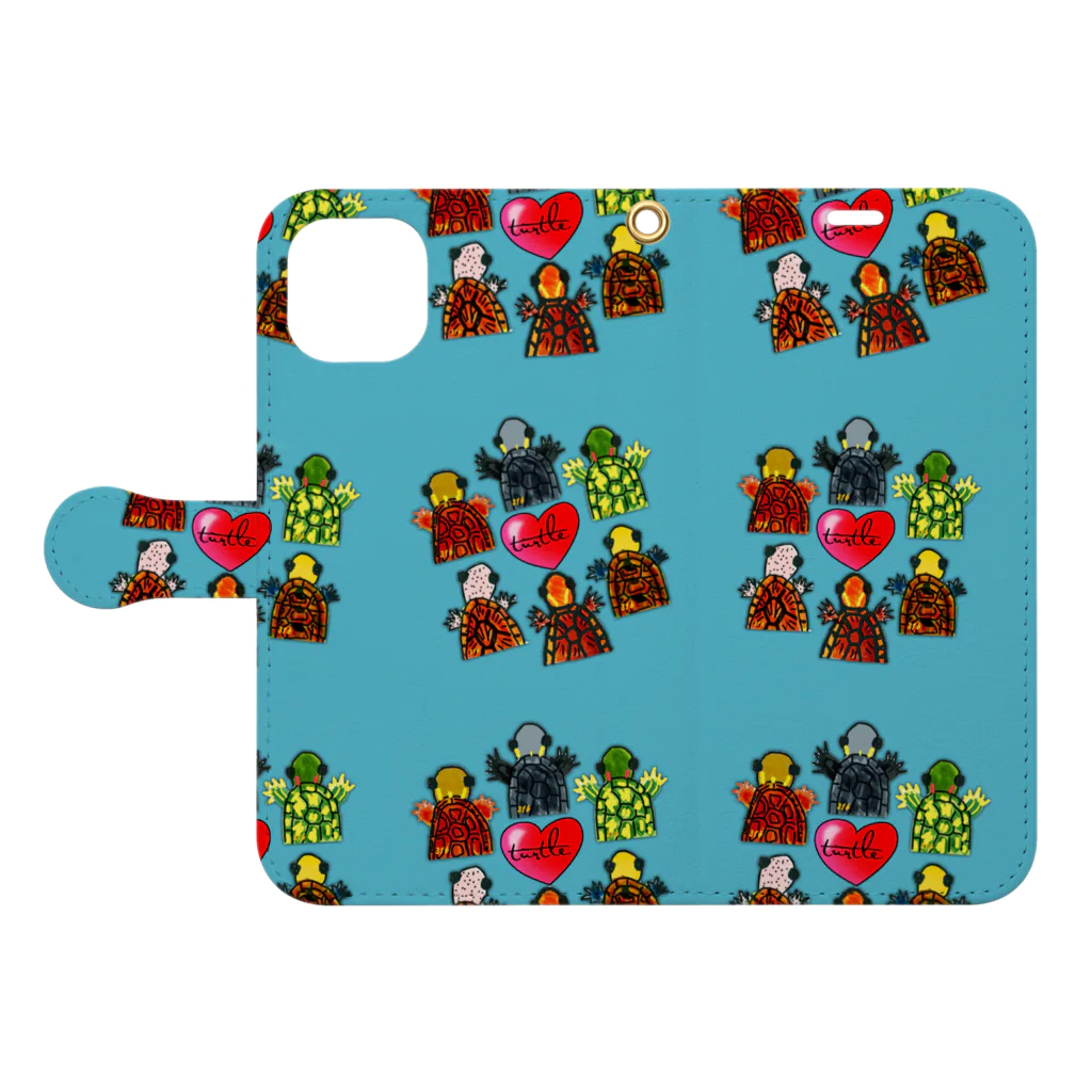 316(MIHIRO)の亀ンズ⑤ フルグラフィック Book-Style Smartphone Case:Opened (outside)