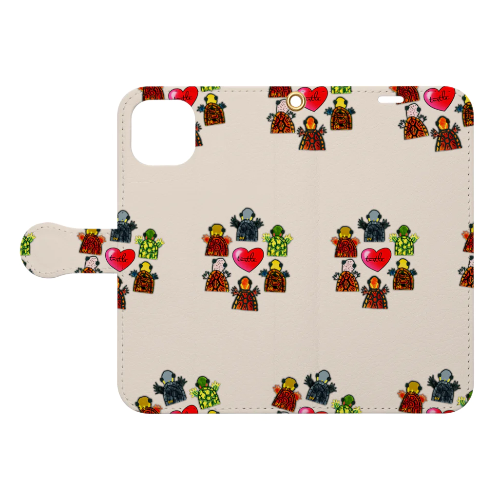 316(MIHIRO)の亀ンズ⑥ フルグラフィック Book-Style Smartphone Case:Opened (outside)