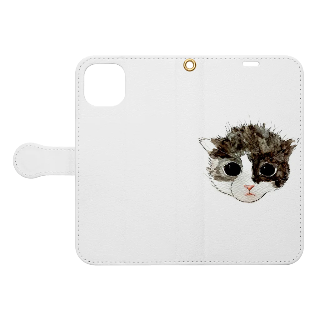 保護猫茶トラ兄弟LIFEの杏ちゃん Book-Style Smartphone Case:Opened (outside)