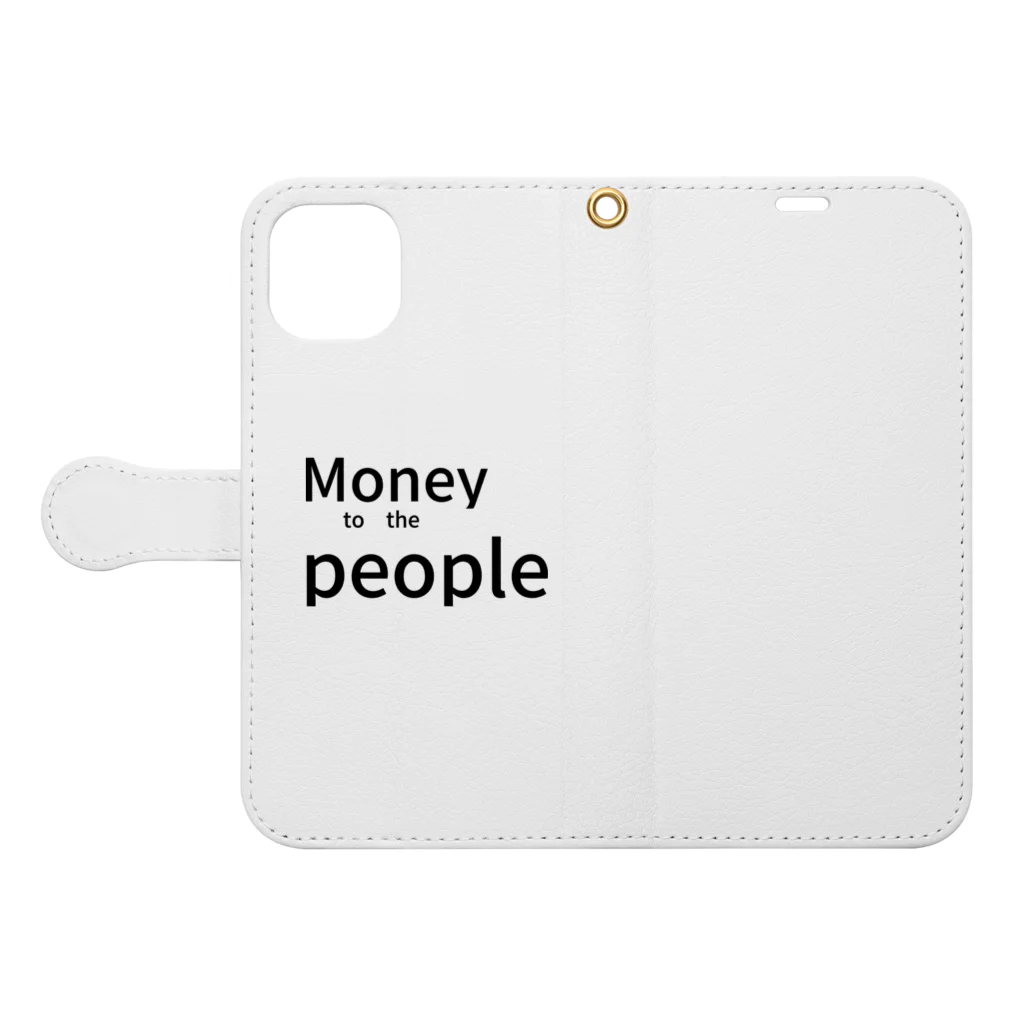 ミラくまのMoney　to　the　people 手帳型スマホケースを開いた場合(外側)