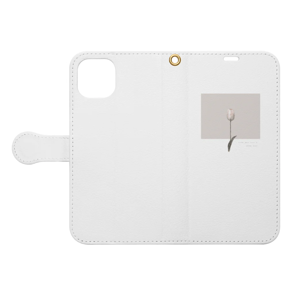 rilybiiのantique peach milk tea × logo message Book-Style Smartphone Case:Opened (outside)