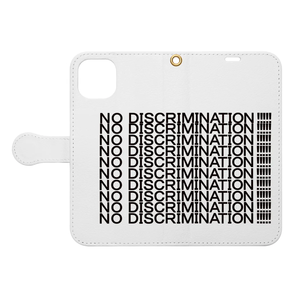 ヒラエイのNO DISCRIMINATION 手帳型スマホケースを開いた場合(外側)