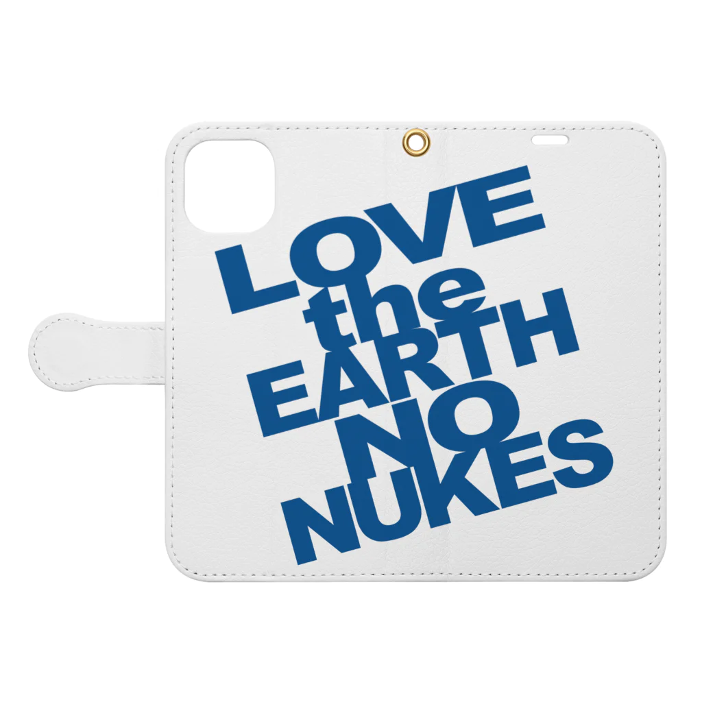 Two Doors Store  (feat.TeamLINKS）のiPhoneケース LOVE the EARTH NO NUKES 手帳型スマホケースを開いた場合(外側)