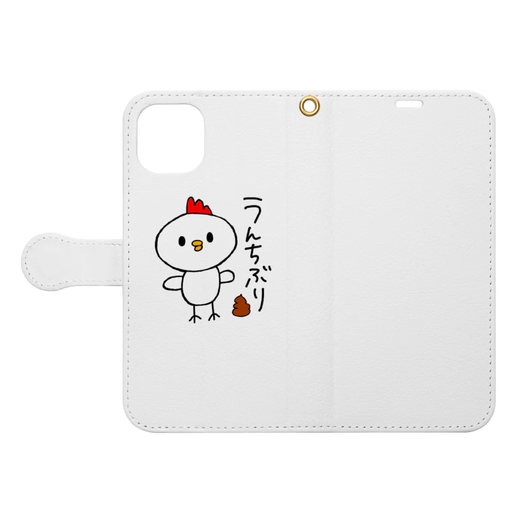 雌鶏商店のかわいいとりの雌鶏 Book-Style Smartphone Case:Opened (outside)