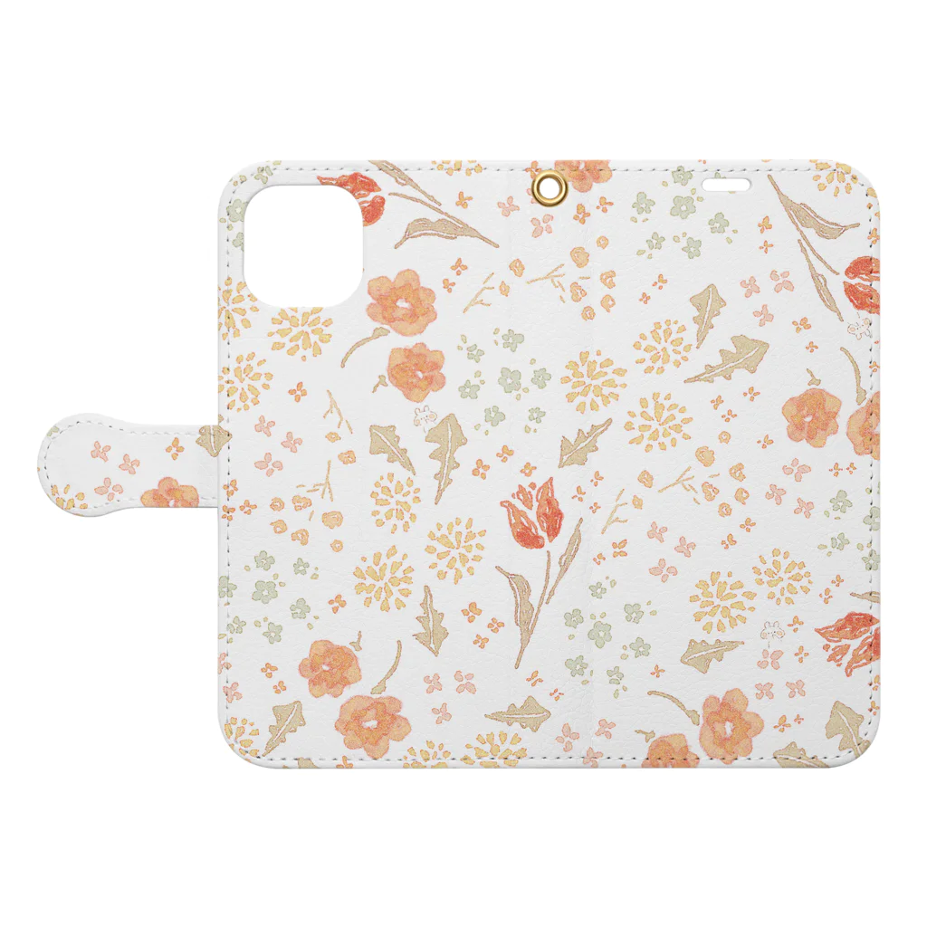 ＊momochy shop＊の水彩風お花柄 Book-Style Smartphone Case:Opened (outside)