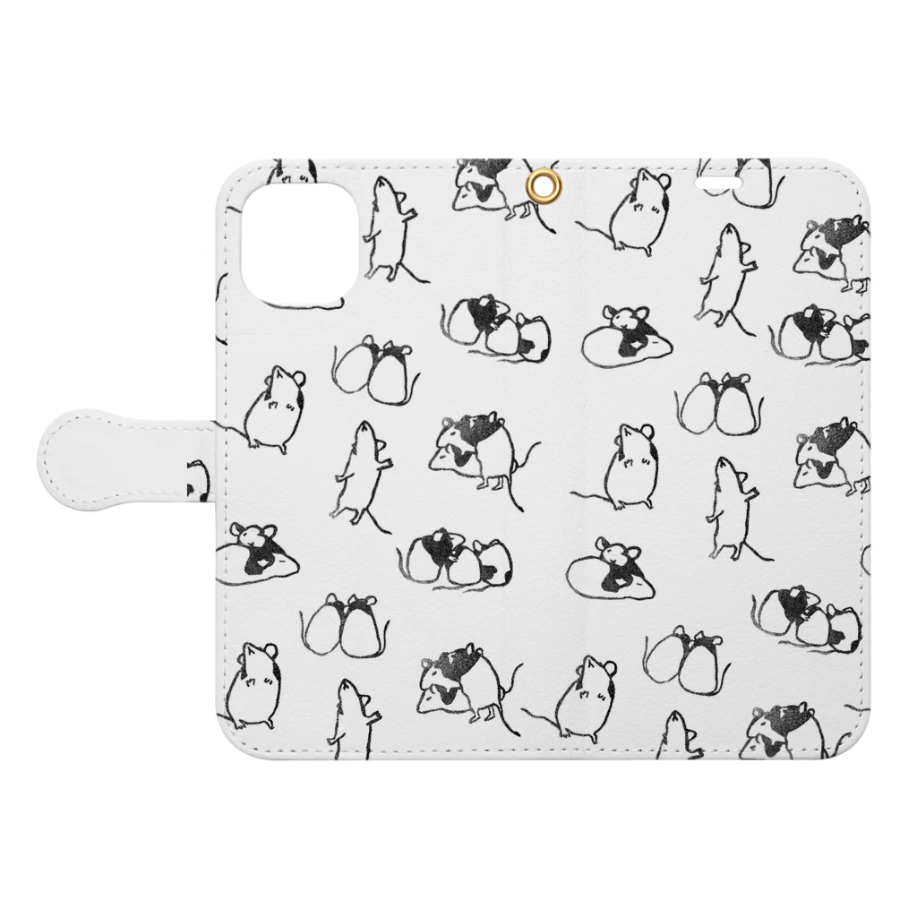 はんこや　のののたくさんパンダマウス（傾） Book-Style Smartphone Case:Opened (outside)