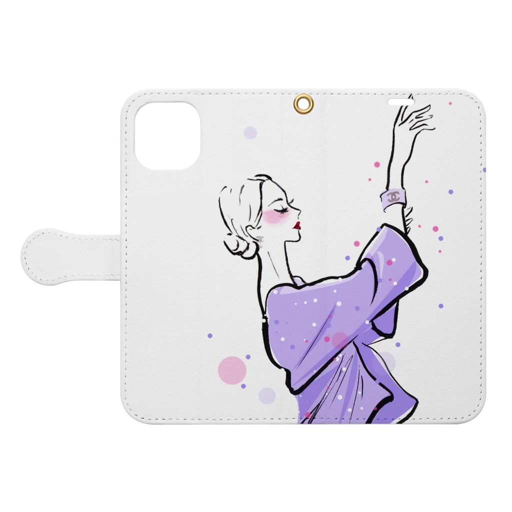 Jojo Yan | A Fashion Illustratorのバレリーナ Book-Style Smartphone Case:Opened (outside)