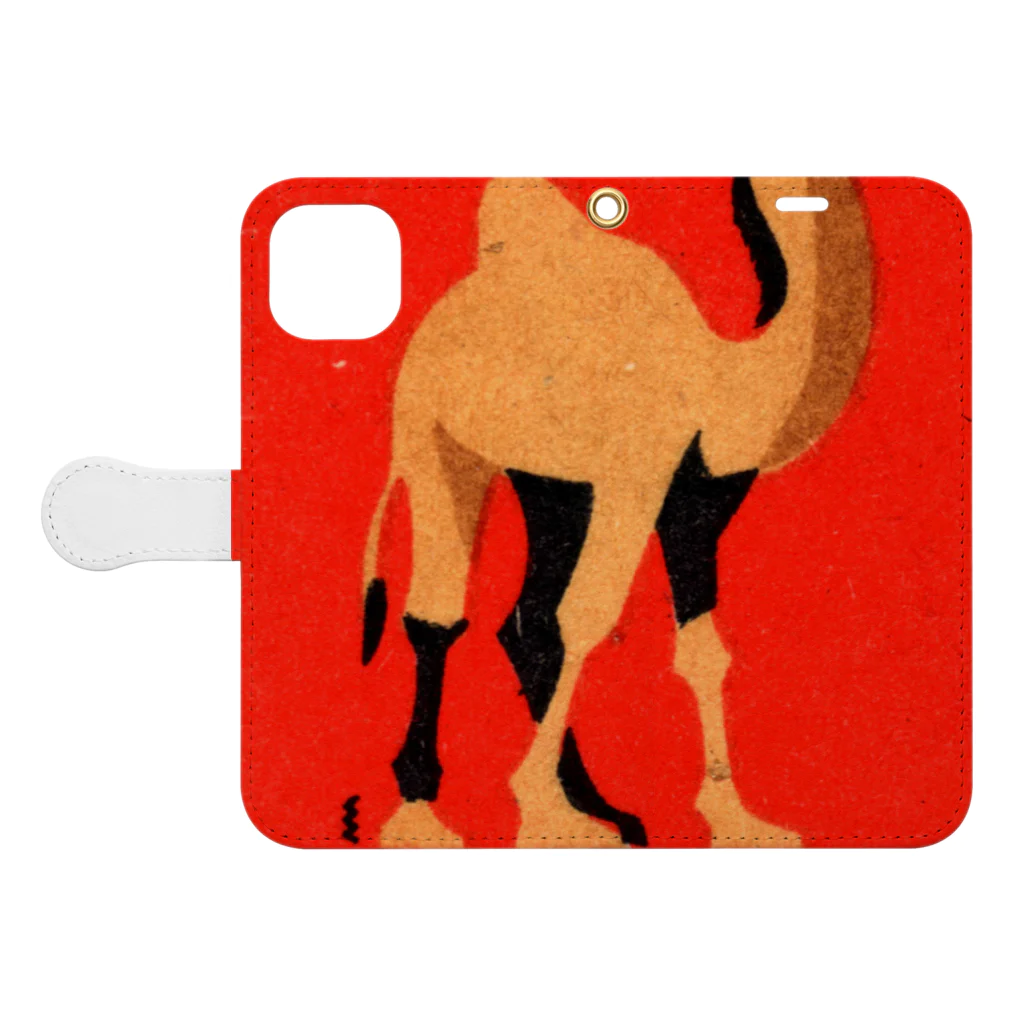 YS VINTAGE WORKSのチェコ　プラハ動物園　ラクダ Book-Style Smartphone Case:Opened (outside)