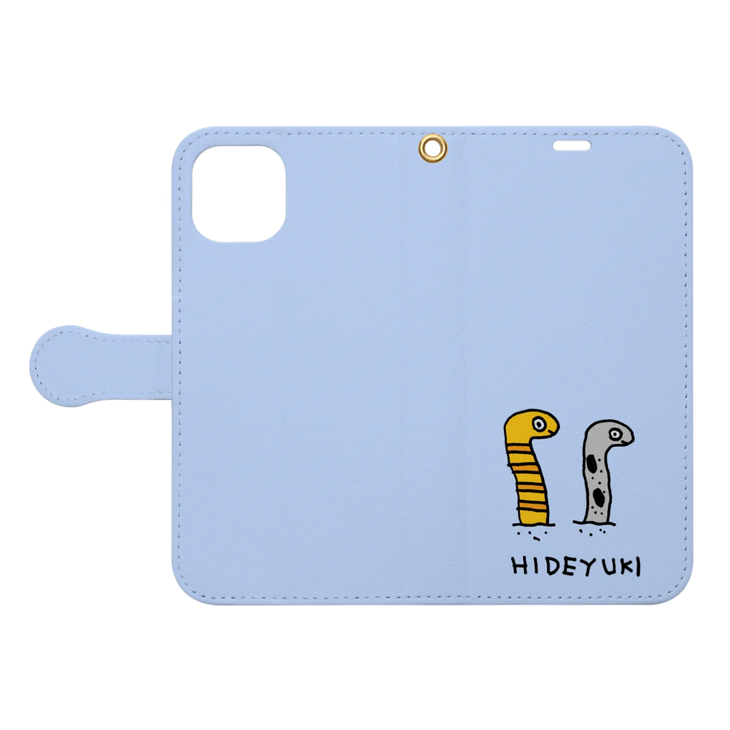 HIDEYUKIのおみせのチンアナゴ　スマホカバー Book-Style Smartphone Case:Opened (outside)