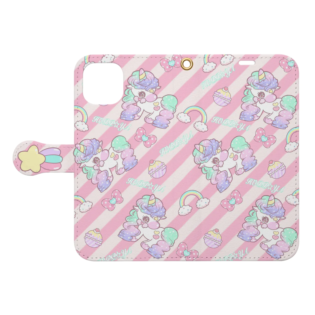 ほっぺ☆屋 ＰｕｋｕのBABY♡UNICORN iPhone13 推奨 Book-Style Smartphone Case:Opened (outside)