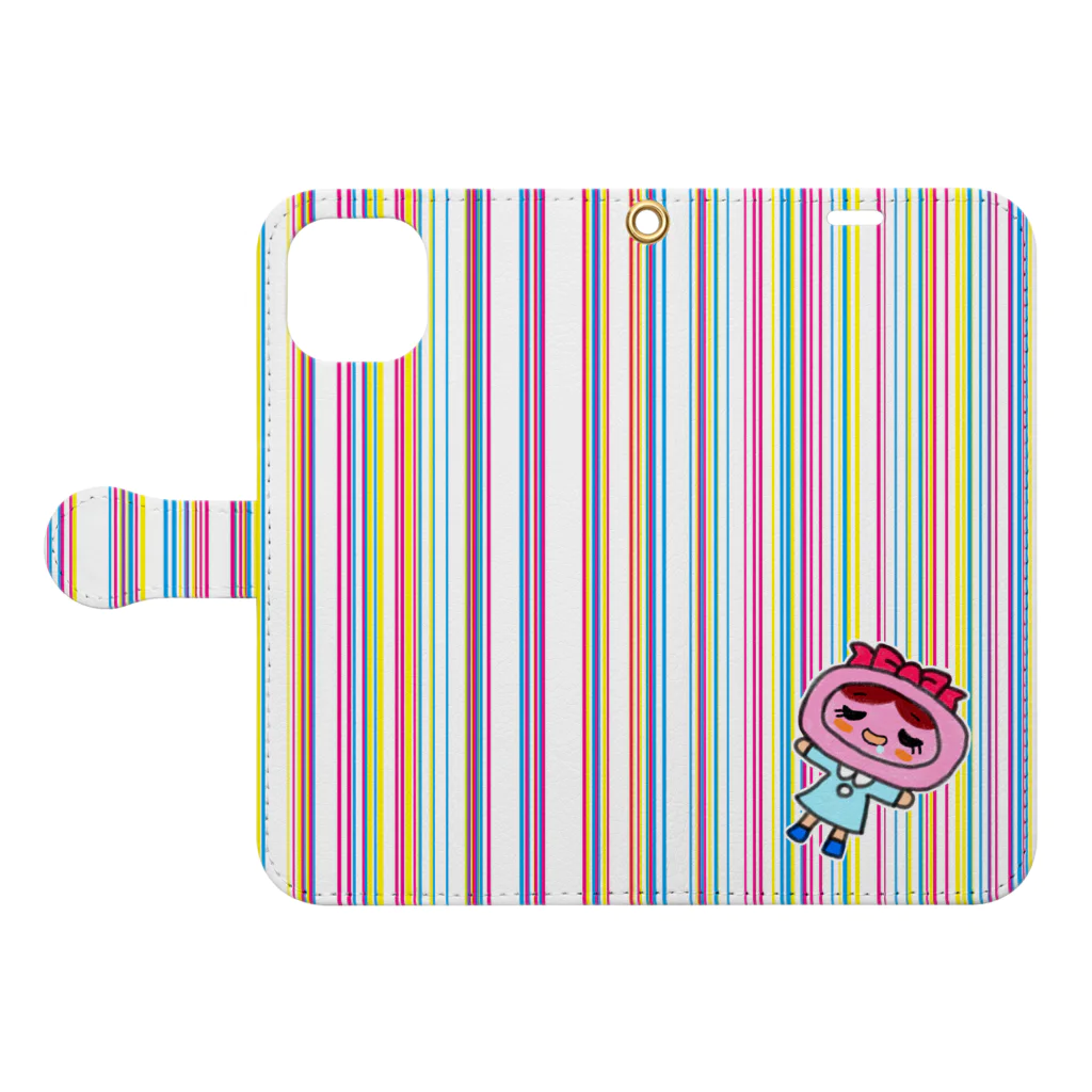 オクサバットのおやすみボタンちゃん。 Book-Style Smartphone Case:Opened (outside)