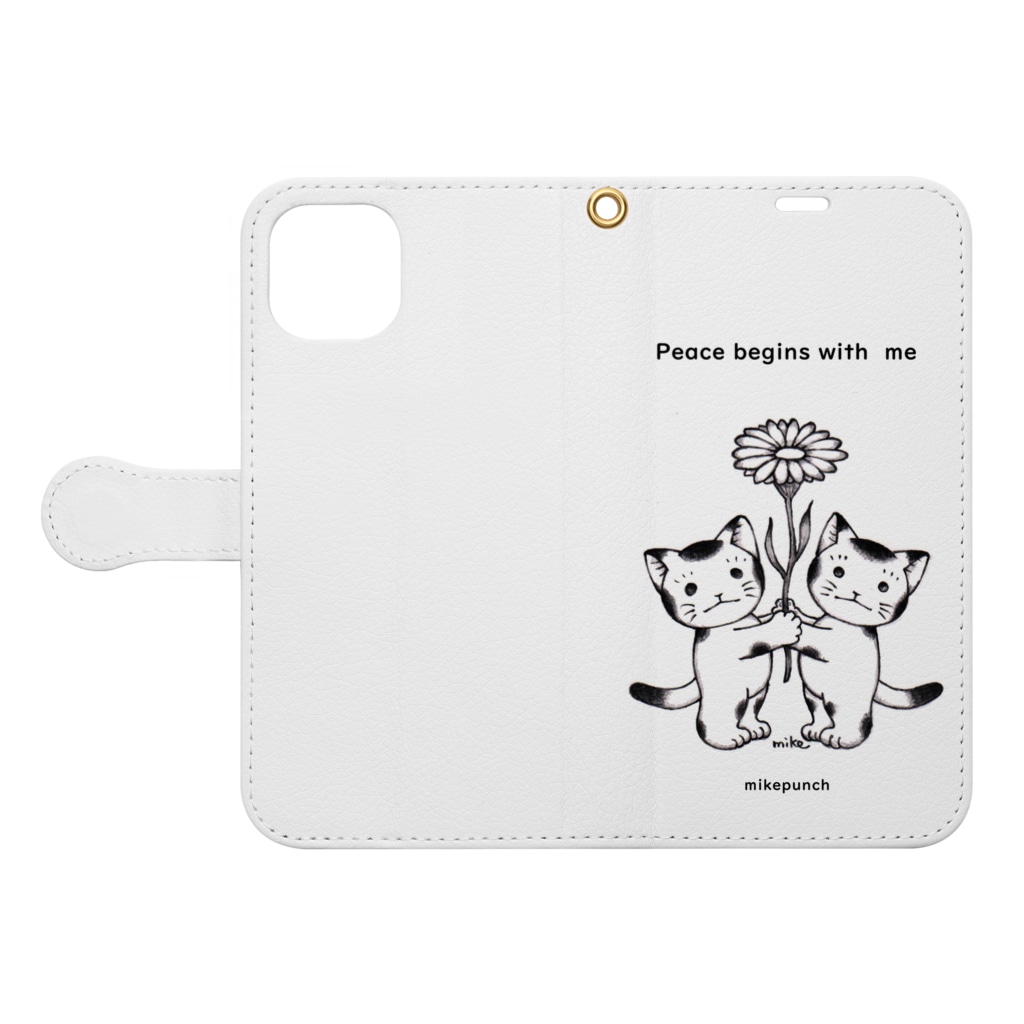 mikepunchのPeace begins with me おにぎりキッズ Book-Style Smartphone Case:Opened (outside)