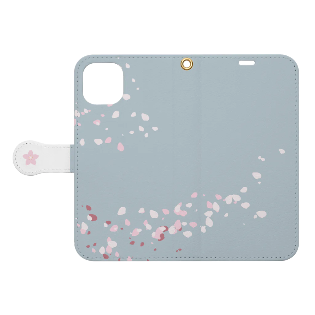 mo'sのsakura_dot Book-Style Smartphone Case:Opened (outside)