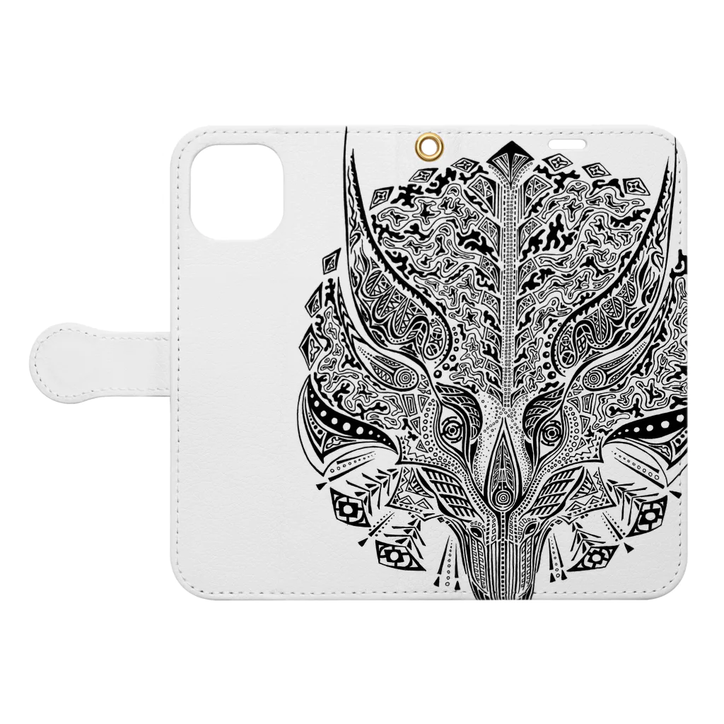 ༒ Aya Earthling ༒のトリケラトプス　Triceratops Book-Style Smartphone Case:Opened (outside)