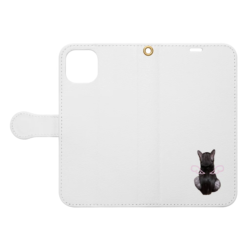 nya nya*の天使のバックショットねこ Book-Style Smartphone Case:Opened (outside)