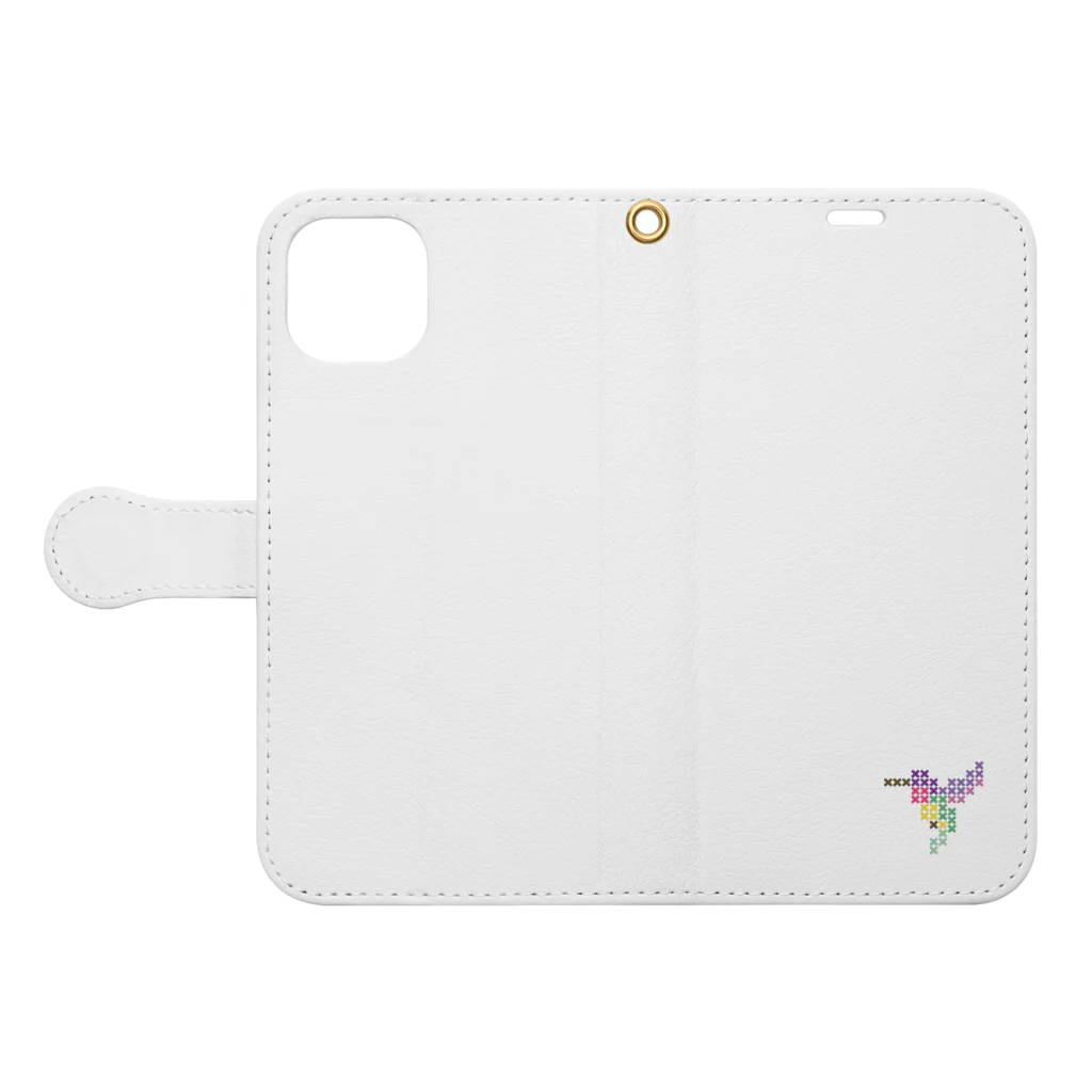 shisoppaのハミングバード Cross-stitch Book-Style Smartphone Case:Opened (outside)