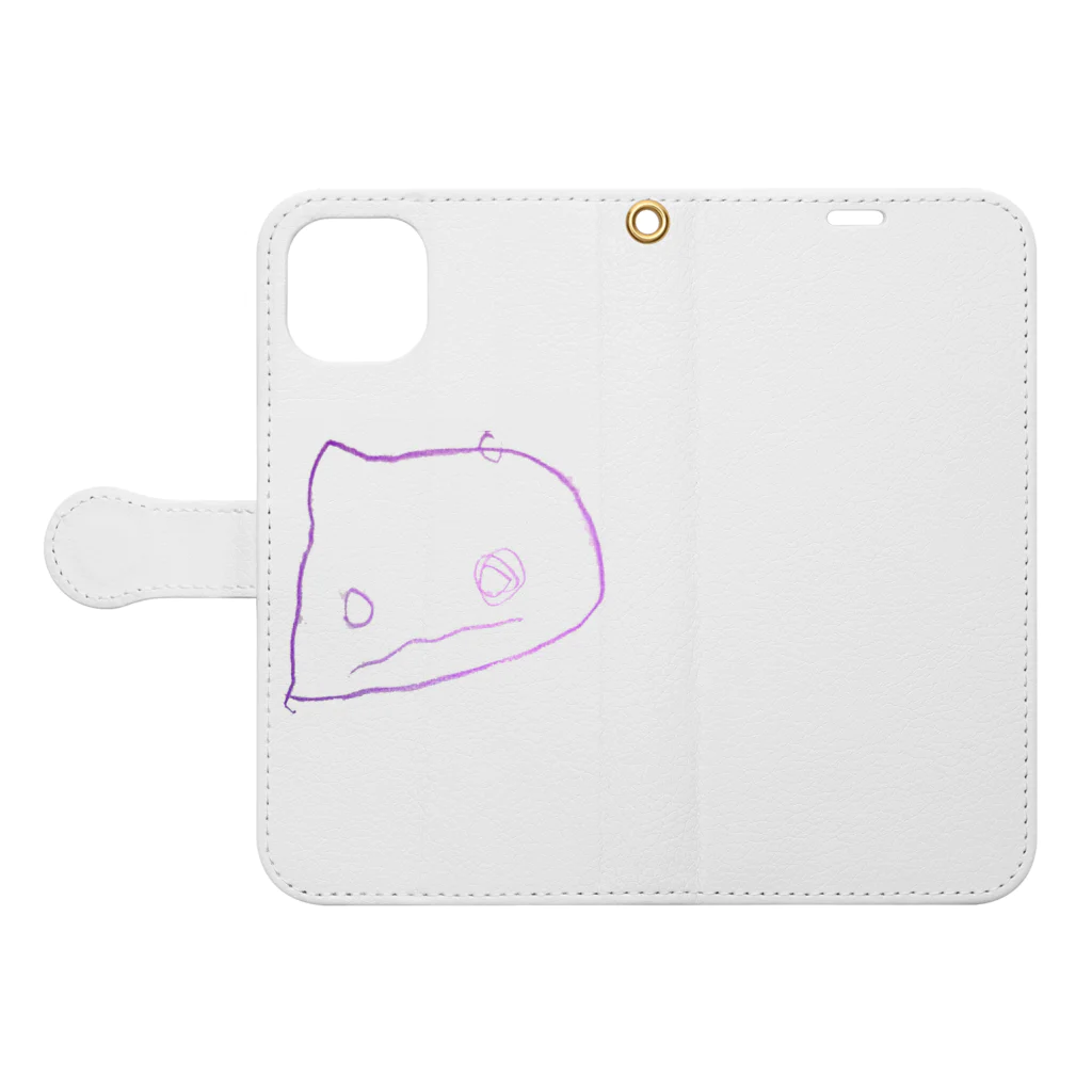 cheerycheeryのこどもの絵　おばけねこちゃんのかばん 手帳型スマホケースを開いた場合(外側)