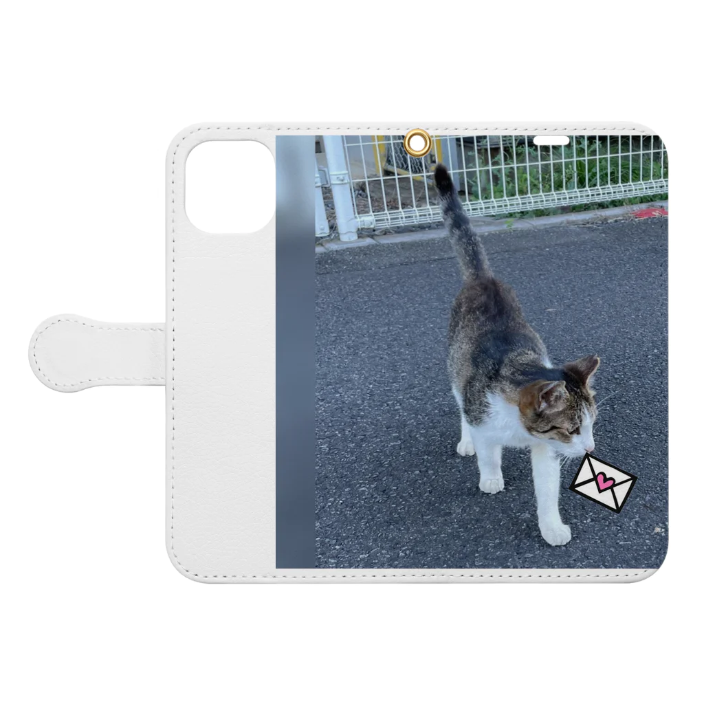 ながしっぽ from.さくらねこの家のながしっぽ　type.Ｊ Book-Style Smartphone Case:Opened (outside)