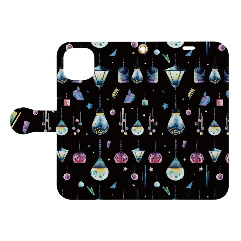 & colorsの星集めのランプ Book-Style Smartphone Case:Opened (outside)