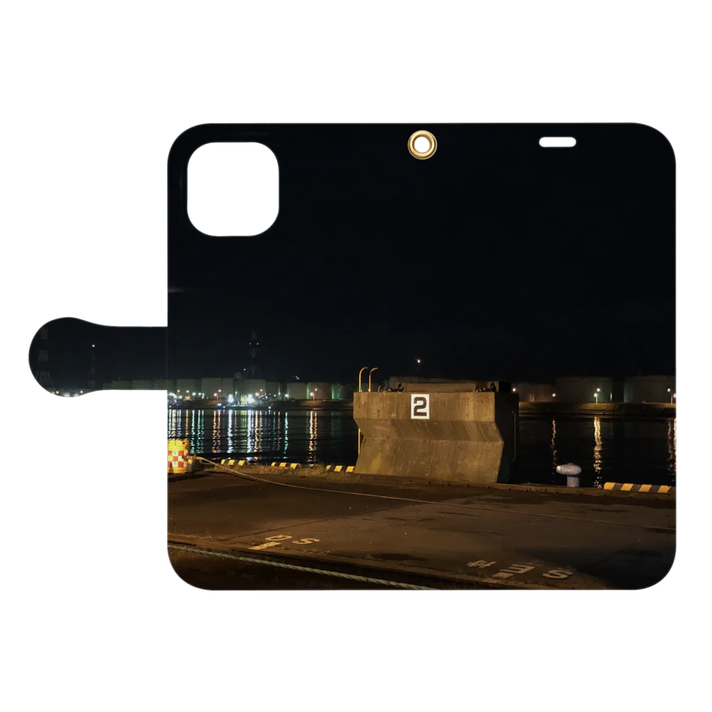 i_myu_kの夜の埠頭 Book-Style Smartphone Case:Opened (outside)