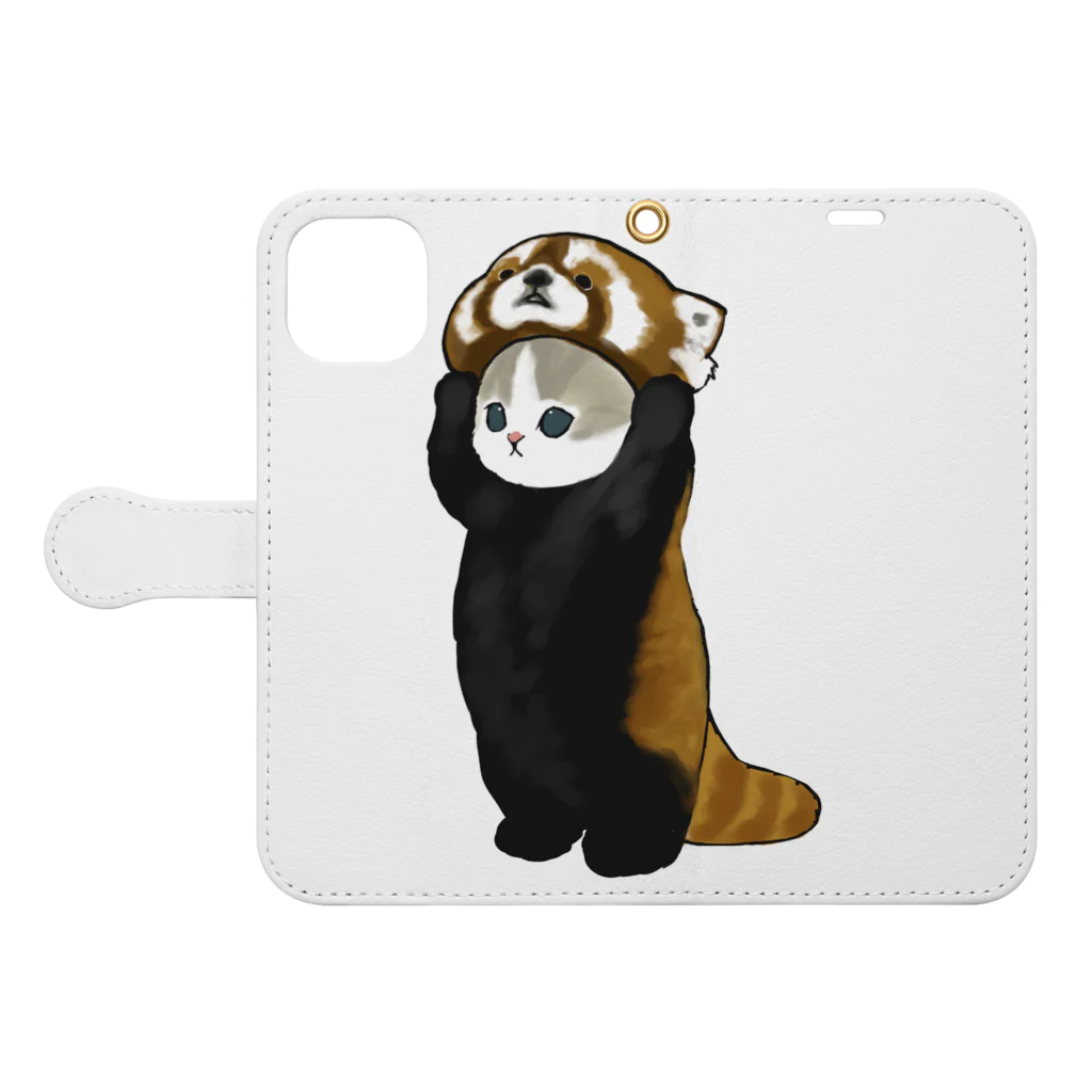 mofusandのねこかぶり（レッサーパンダ） Book-Style Smartphone Case:Opened (outside)