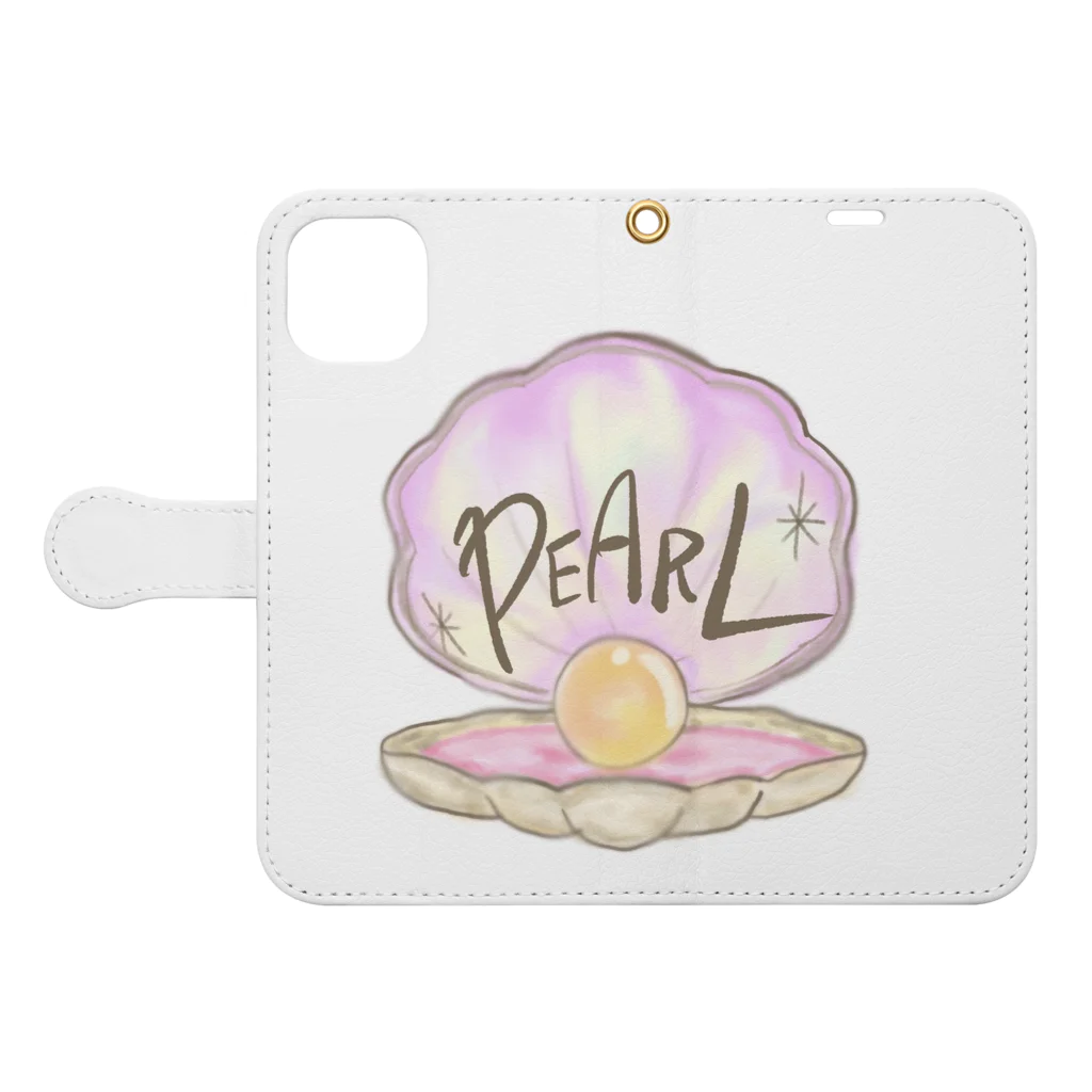 PEARLのPEARL パール 手帳型スマホケースを開いた場合(外側)