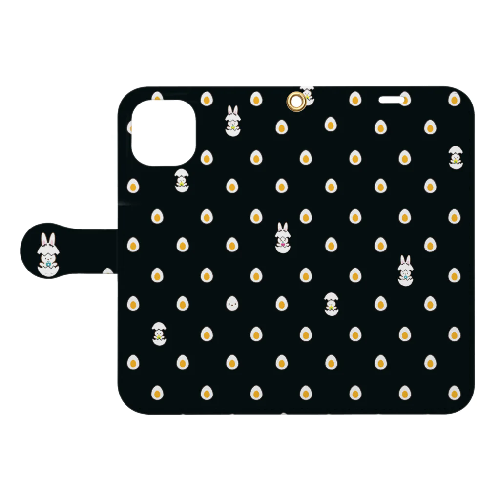 WORDMAN　SHOPのたまごドットからうさぎ誕生？ Book-Style Smartphone Case:Opened (outside)