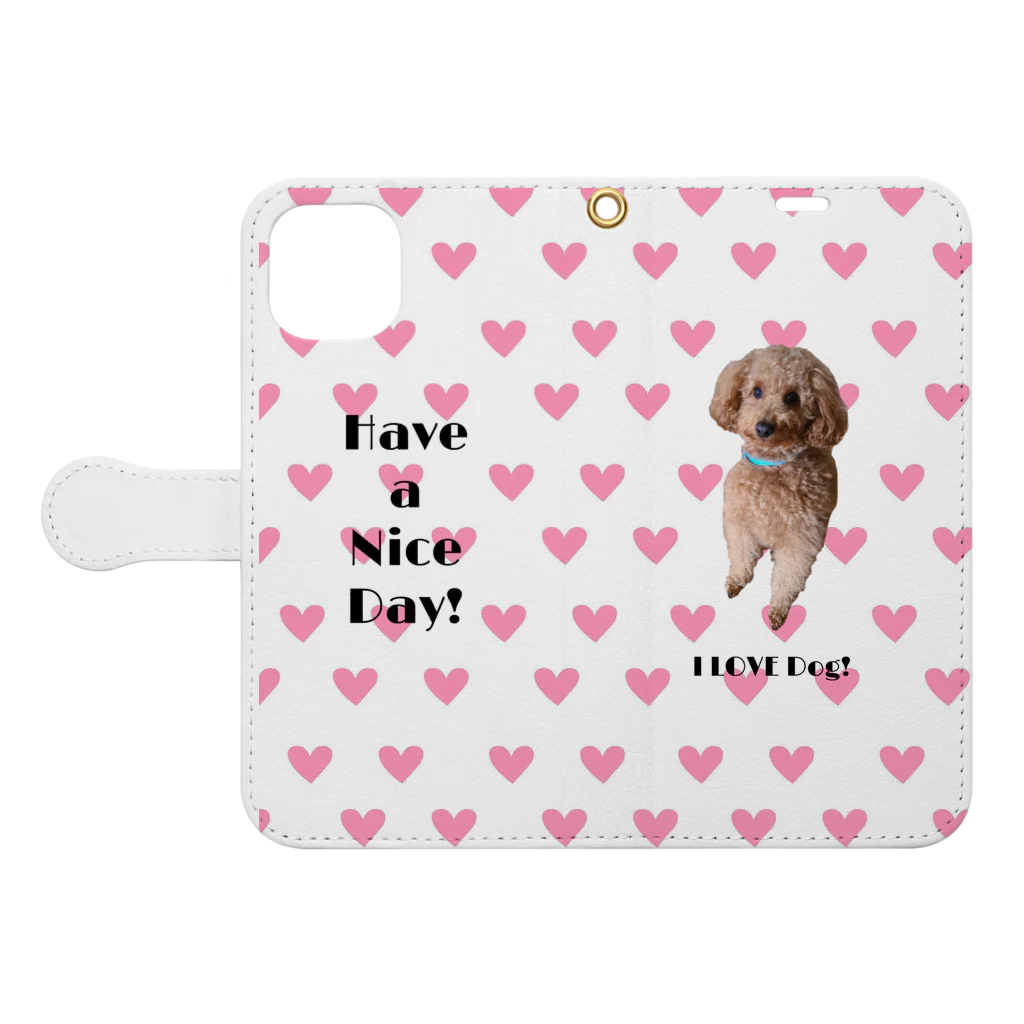 文鳥✱だより˚*.꒰KOYUKI＆MEE꒱.*˚のI love Dog!スマホカバー Book-Style Smartphone Case:Opened (outside)