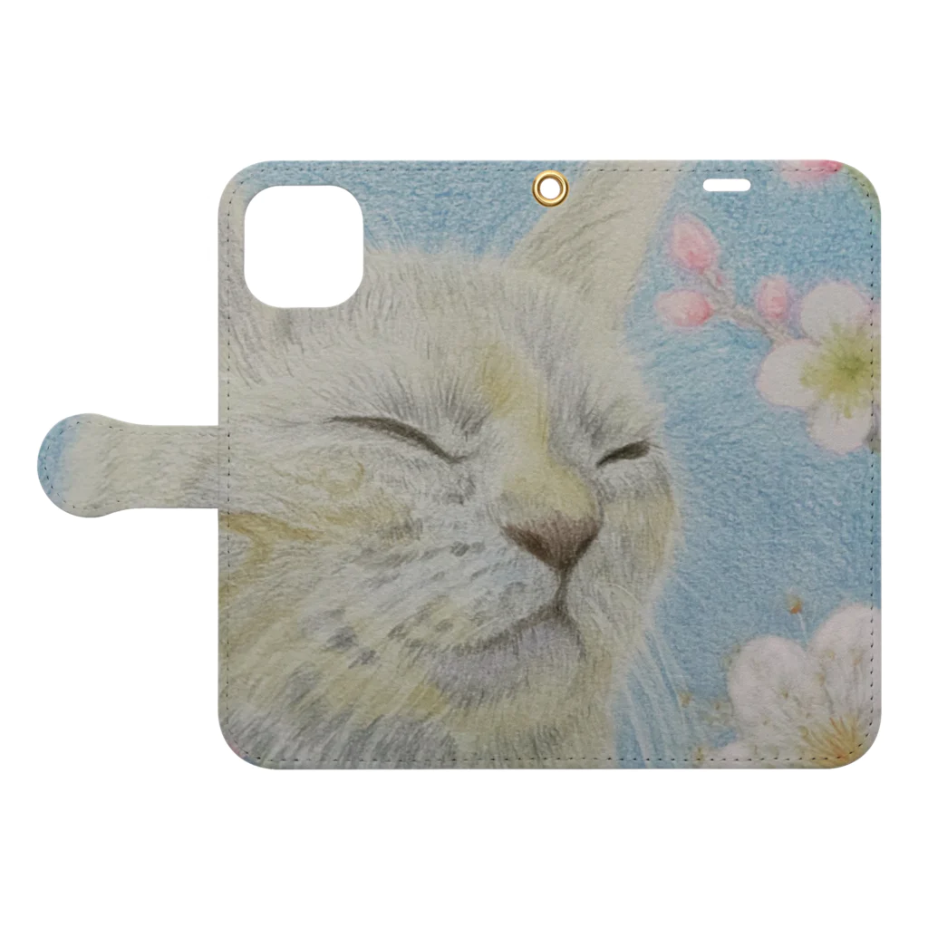 理絵のねこ ぬくぬく Book-Style Smartphone Case:Opened (outside)