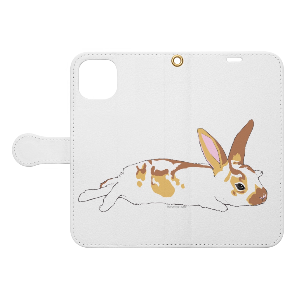 はらぺこCafeのねそべるミニレッキスさん Book-Style Smartphone Case:Opened (outside)