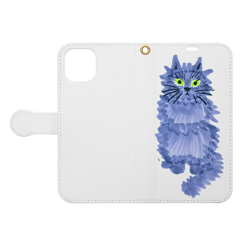 segasworksのながいねこ（お座り） Book-Style Smartphone Case:Opened (outside)