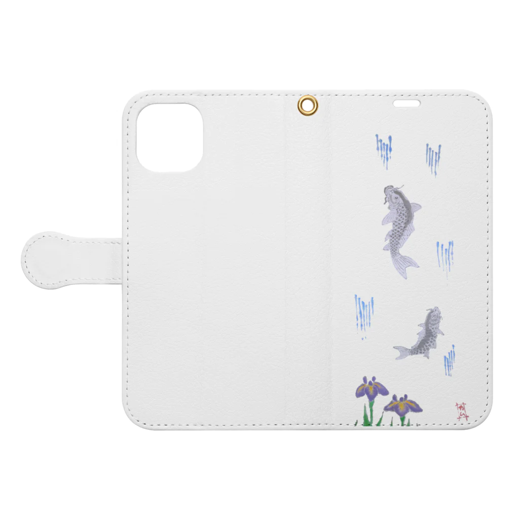 kamuiupopoの鯉と花菖蒲 Book-Style Smartphone Case:Opened (outside)