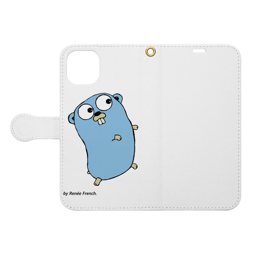 pyon4pyonのBlue Gopher くん Book-Style Smartphone Case:Opened (outside)