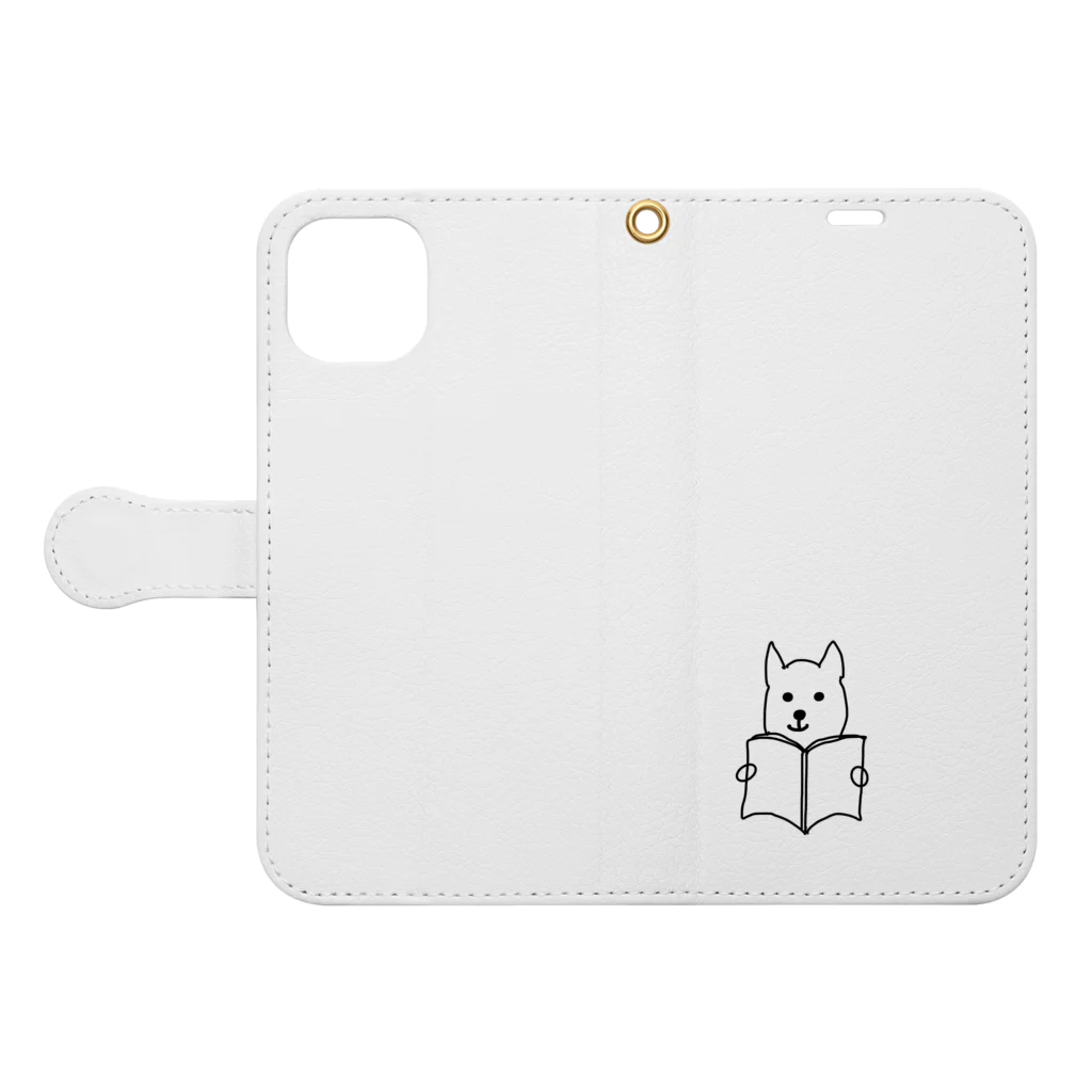 ひろねこさんの冒険*♡･゜の読書犬さん♪ Book-Style Smartphone Case:Opened (outside)