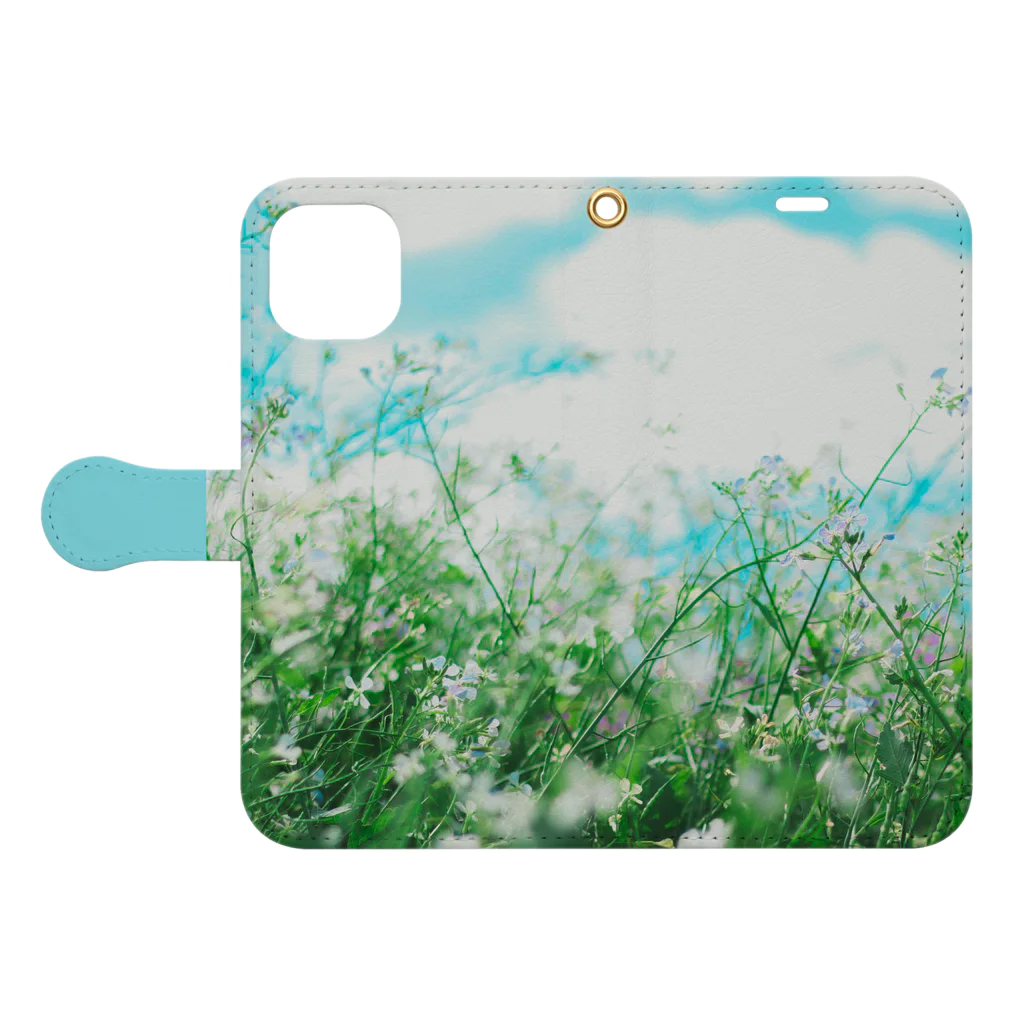 orange_honeyの花柄3 Book-Style Smartphone Case:Opened (outside)